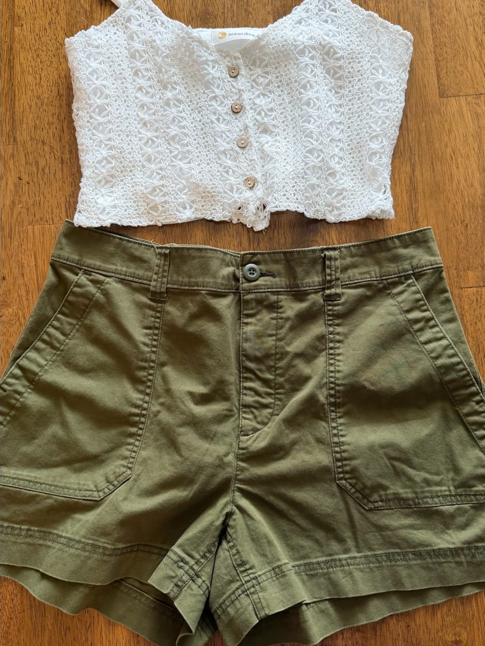 Old Navy Olive Green High-Rise Utility Shorts